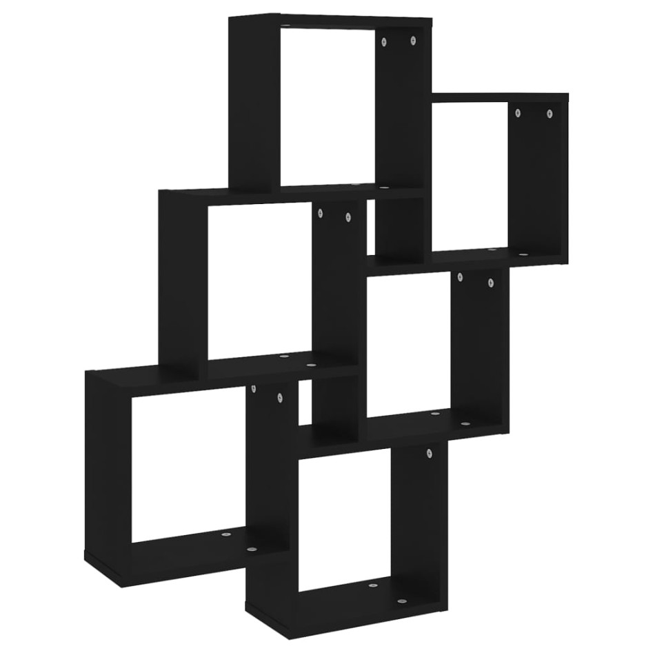 Estante cubo de pared madera contrachapada negro 78x15x93