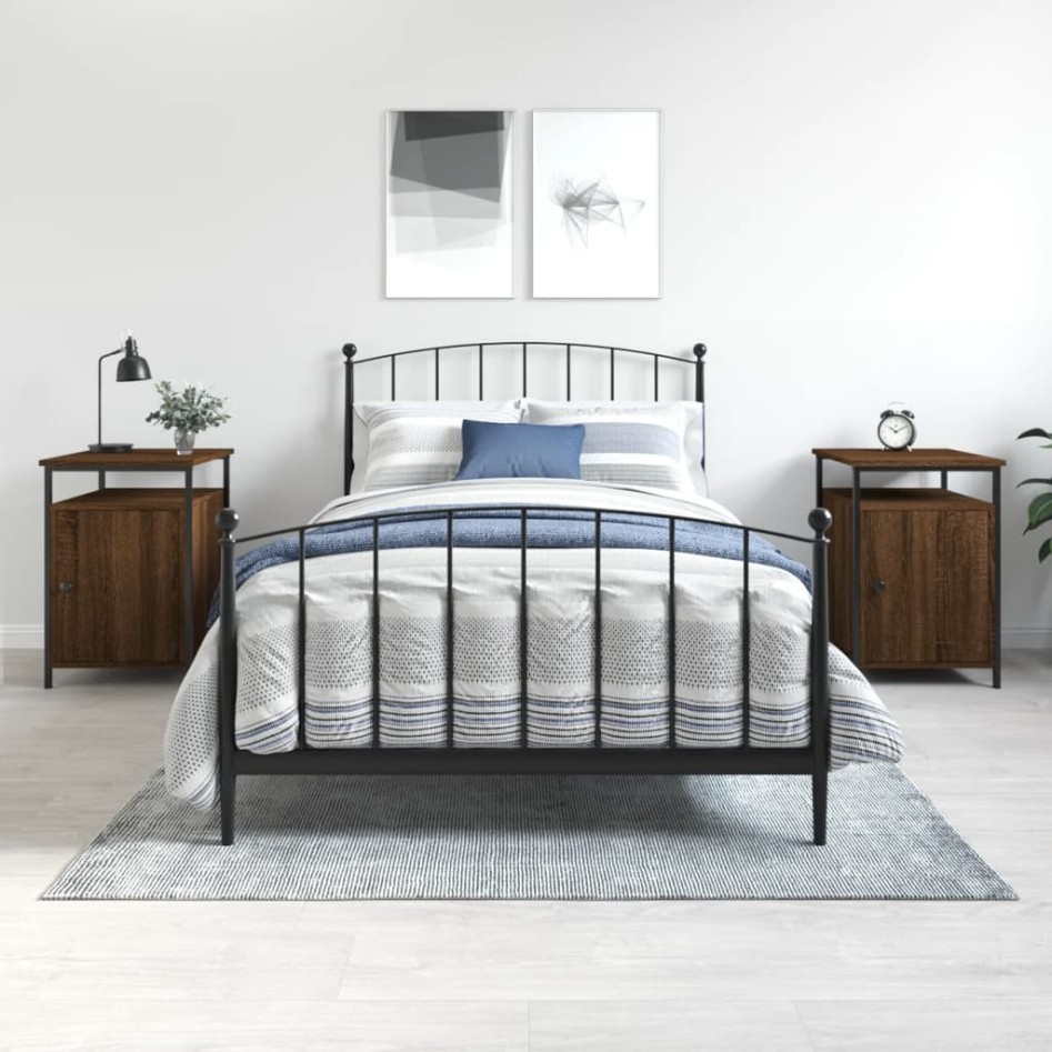 Mesitas de noche 2 uds contrachapada roble marrón 40x42x60