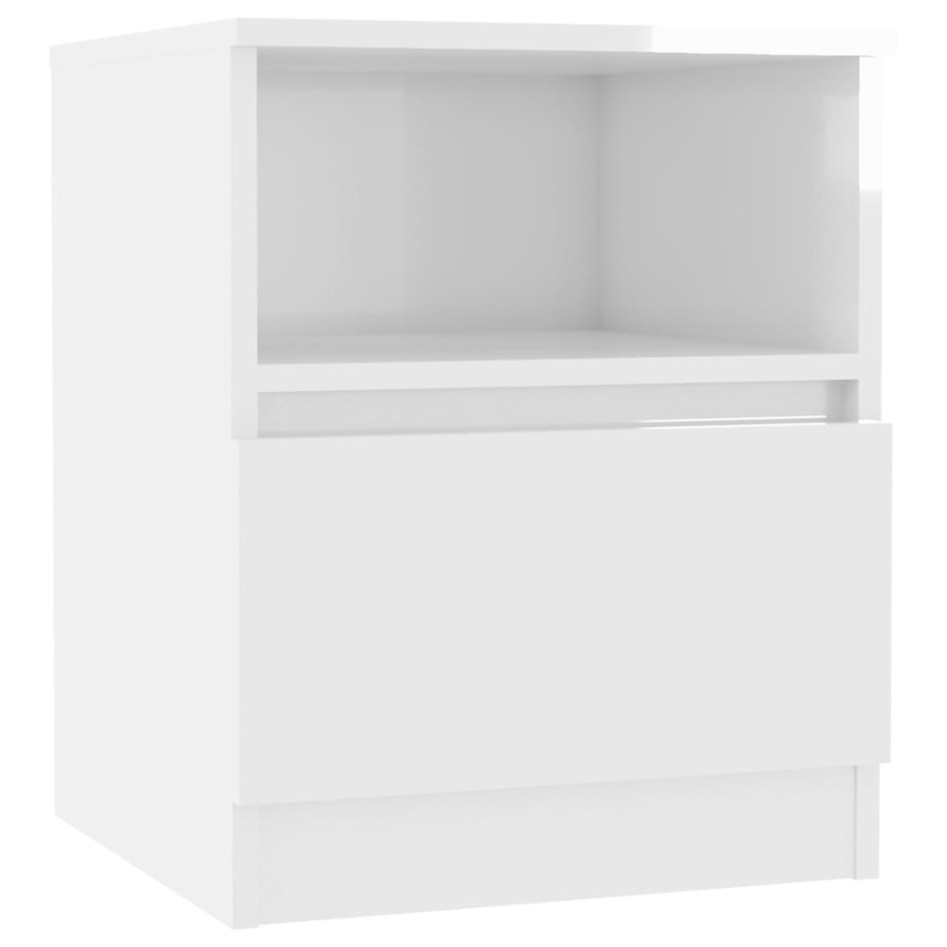 Mesita de noche madera contrachapada blanco brillo 40x40x50