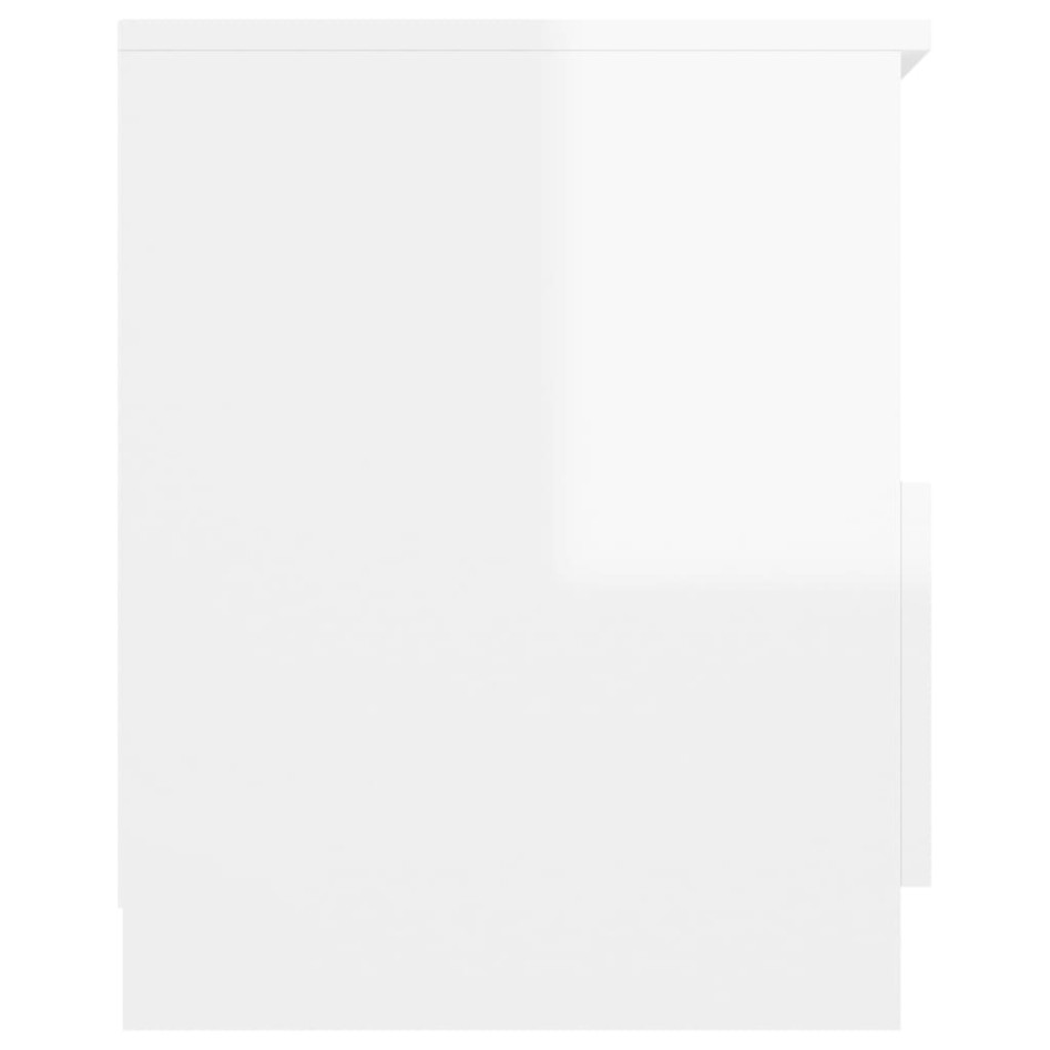 Mesita de noche madera contrachapada blanco brillo 40x40x50