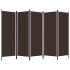 Biombo divisor de 5 paneles marrón 250x180