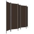 Biombo divisor de 5 paneles marrón 250x180