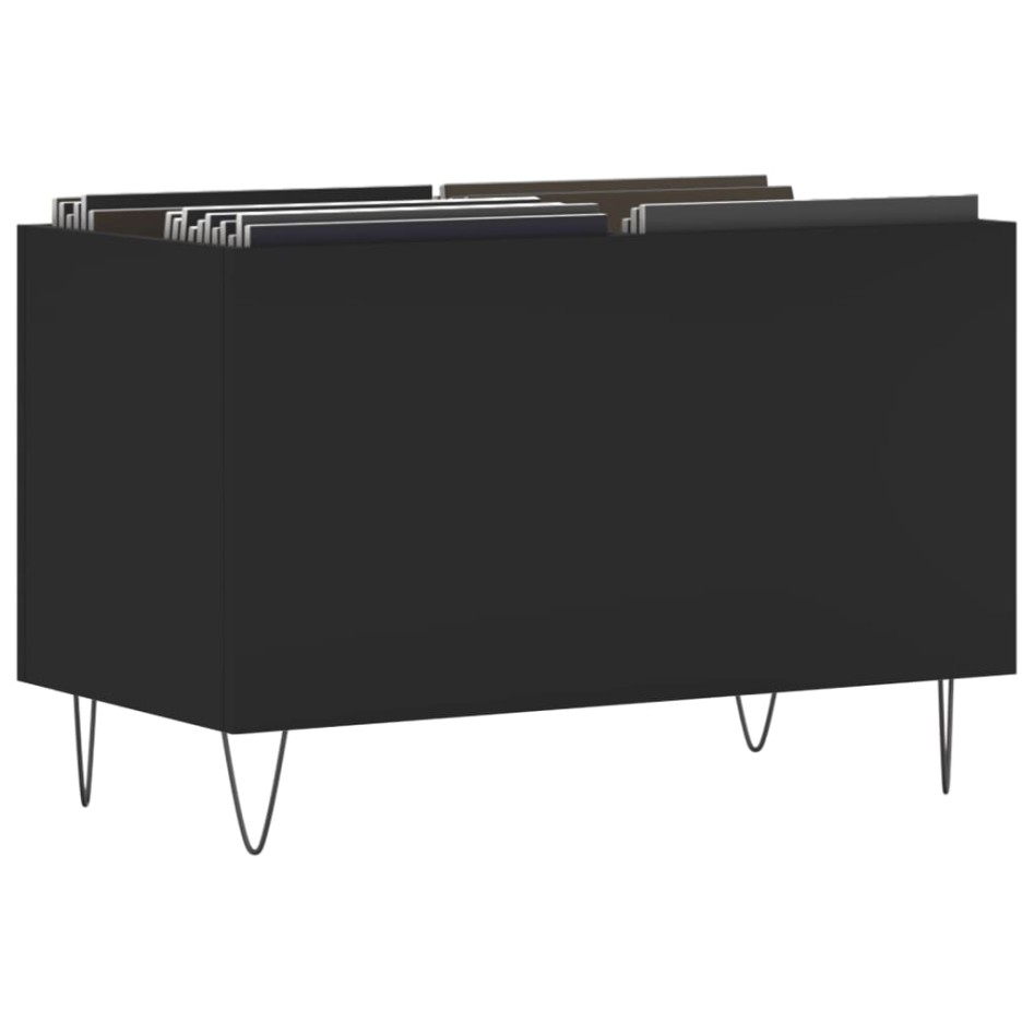 Mueble para discos madera contrachapada negro 74,5x38x48