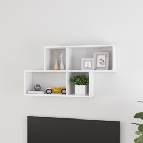 Estante de pared madera contrachapada blanco brillo