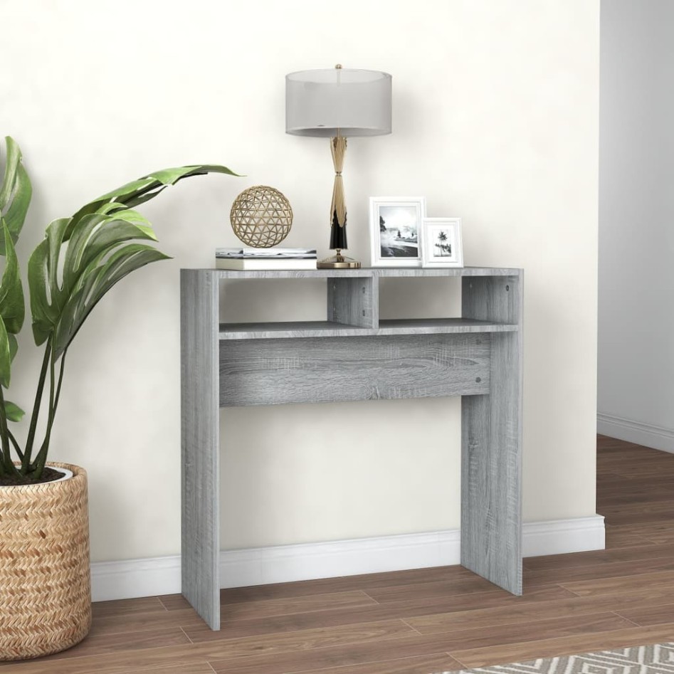 Mesa consola madera contrachapada gris Sonoma 78x30x80