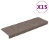 Alfombrilla de escalera 15 uds tela punzonada crema 65x21x4