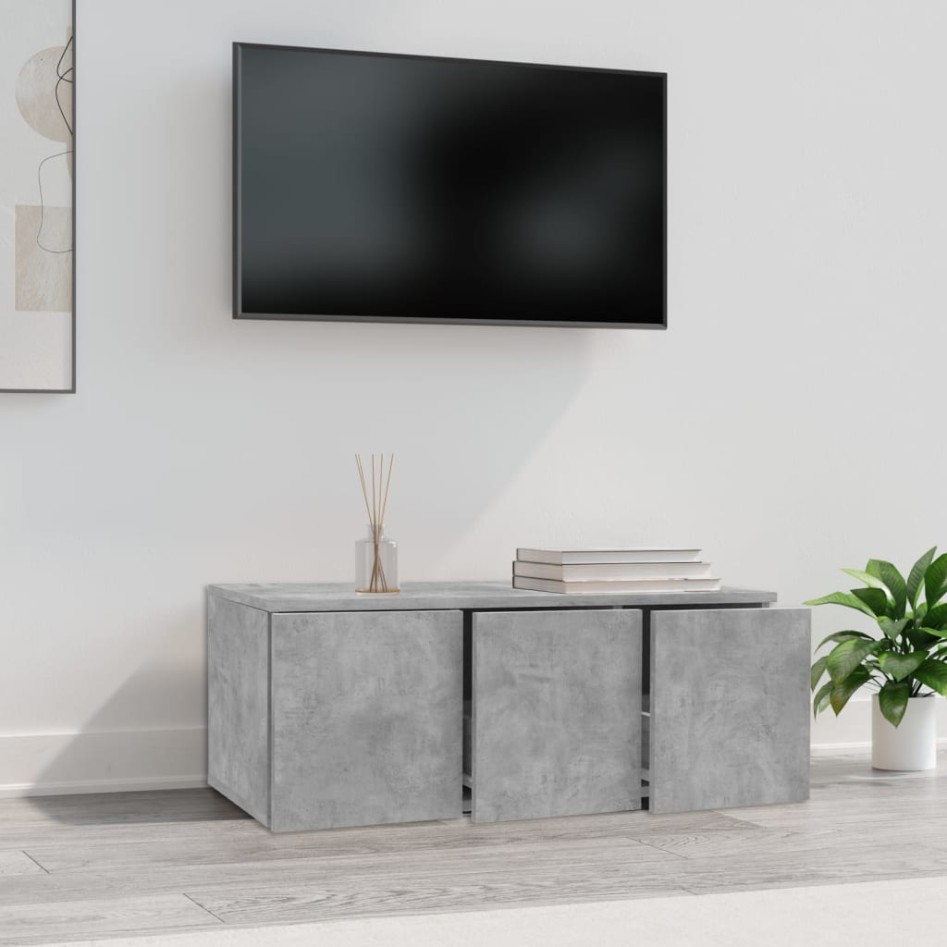 Mueble para TV madera contrachapada gris hormigón 80x34x30