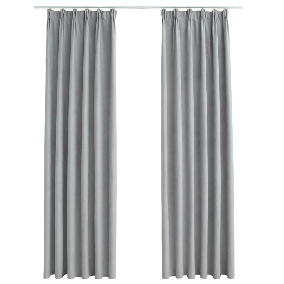 Cortinas opacas con ganchos 2 unidades gris 140x245