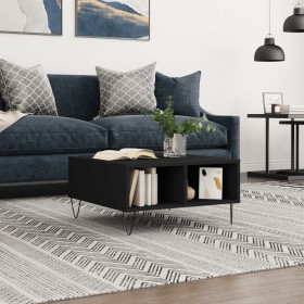 Mesa de centro madera de ingeniería negro 60x60x30