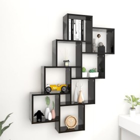 Estante cubo de pared madera contrachapada negro 90x15x119
