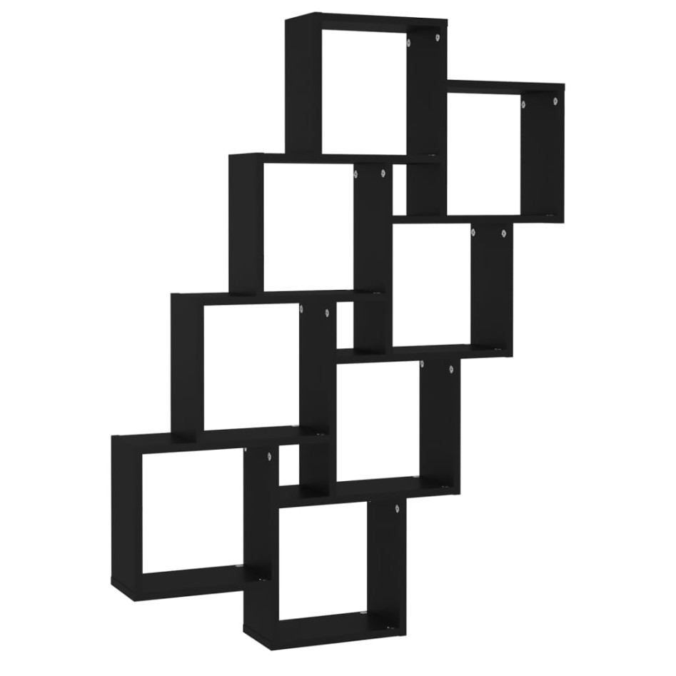 Estante cubo de pared madera contrachapada negro 90x15x119