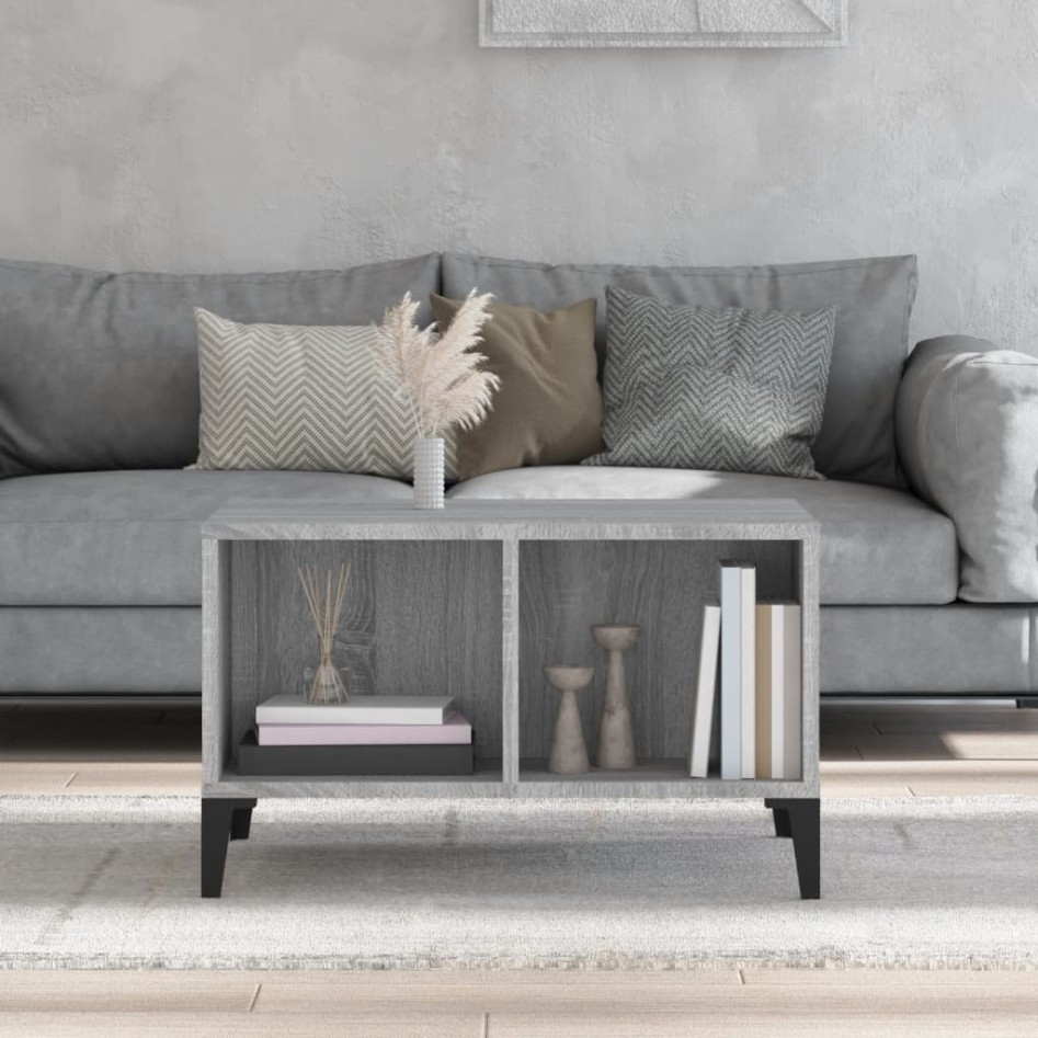 Mesa de centro madera contrachapada gris Sonoma 60x50x36,5
