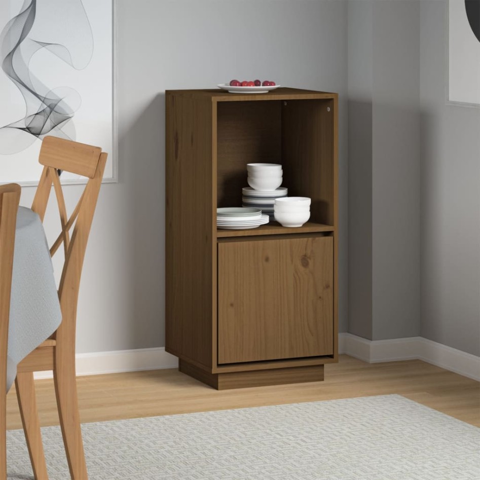 Aparador de madera maciza de pino marrón miel 38x35x80