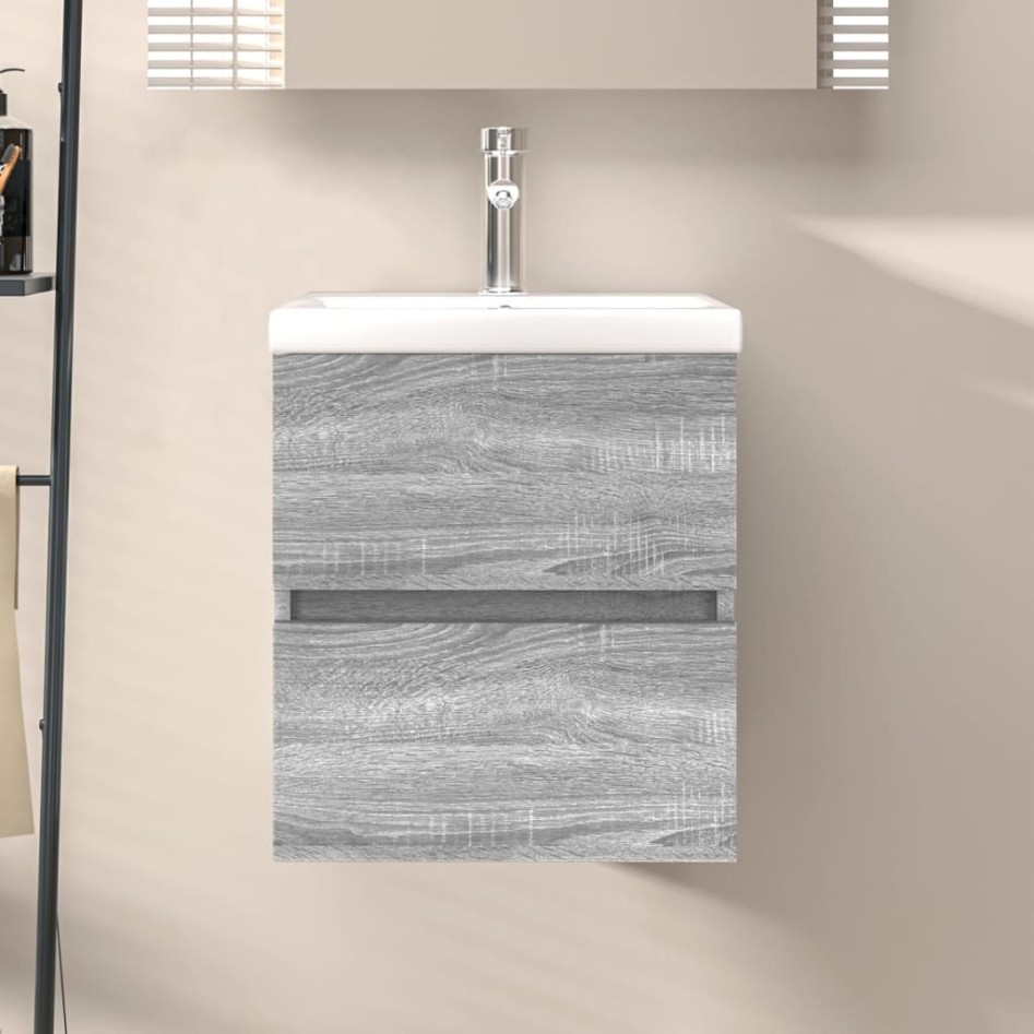 Mueble de lavabo madera de ingeniería gris Sonoma 41x38,5x45