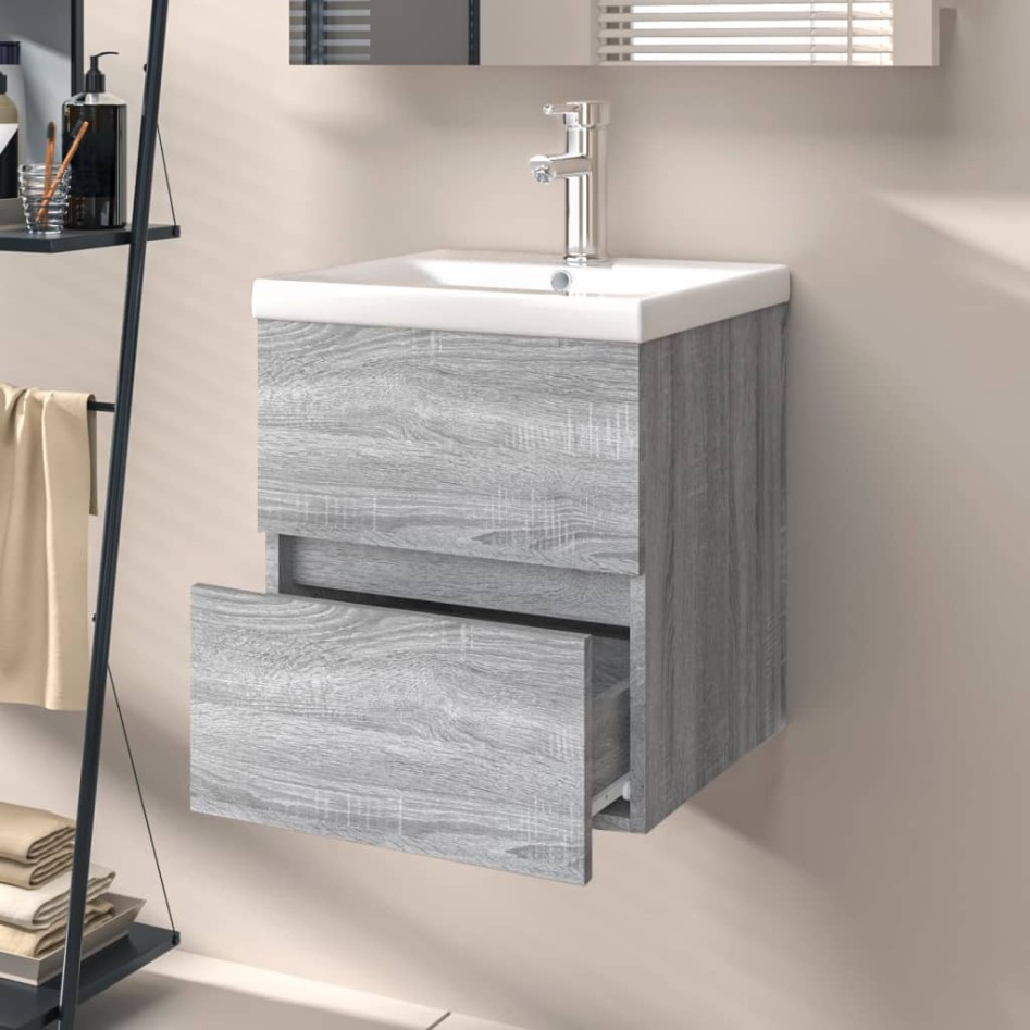 Mueble de lavabo madera de ingeniería gris Sonoma 41x38,5x45
