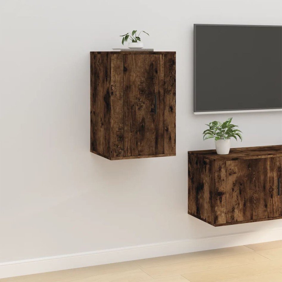 Mueble para TV de pared roble ahumado 40x34,5x60
