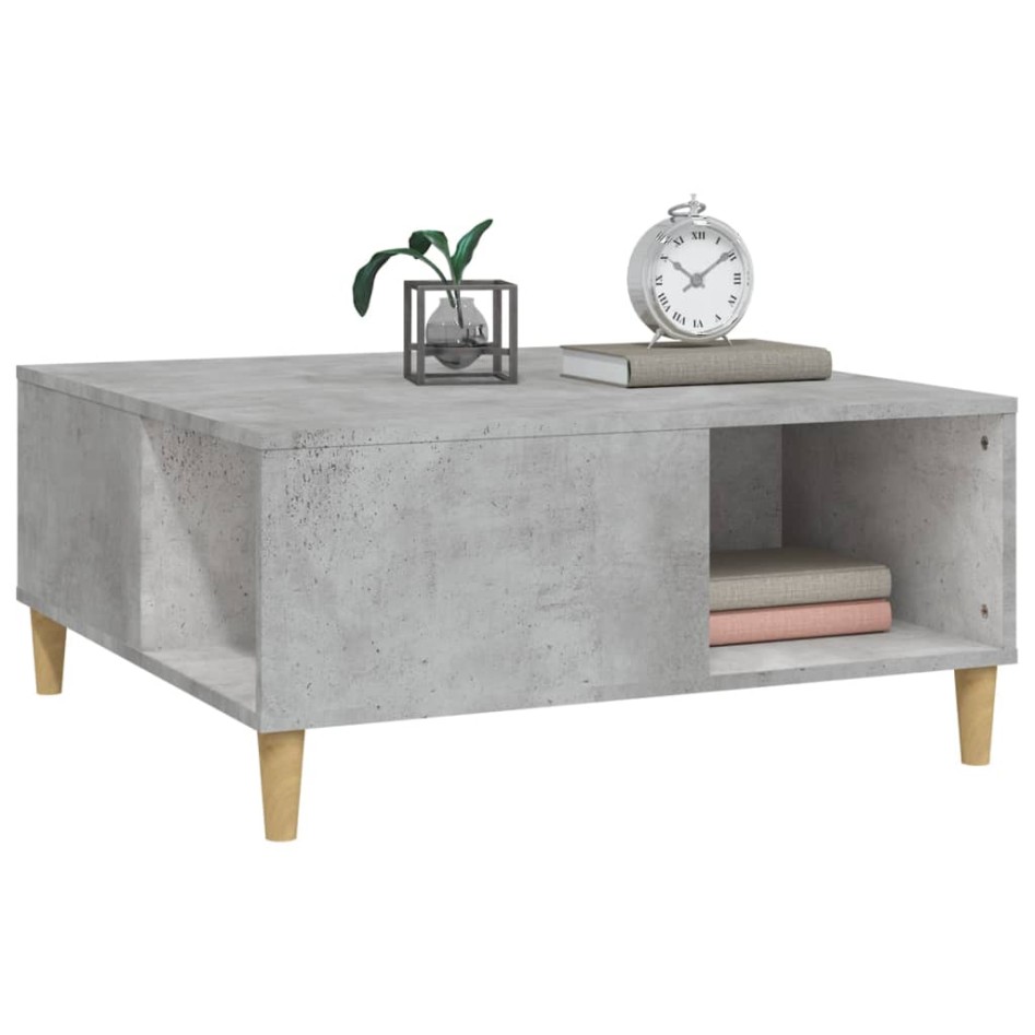 Mesa de centro madera contrachapada gris hormigón 80x80x36,5