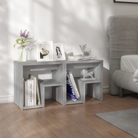 Mesitas de noche 2 uds contrachapado gris Sonoma 40x30x40