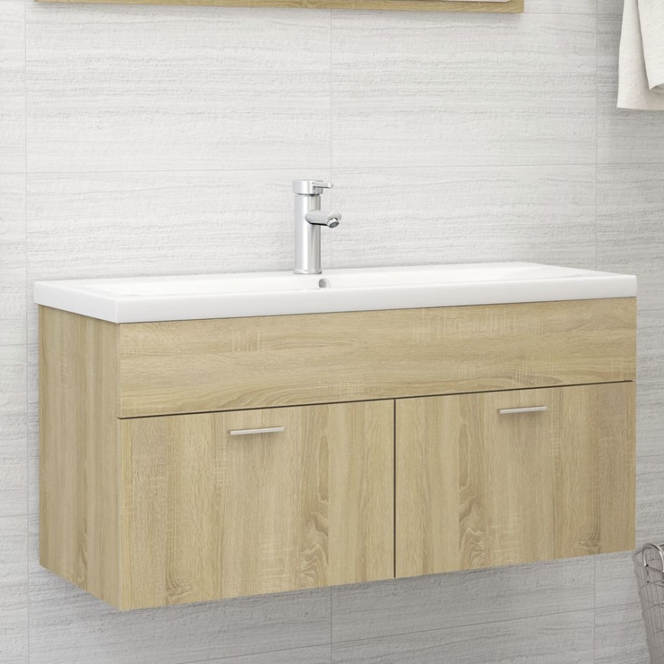 Armario para lavabo contrachapada color roble 100x38,5x46