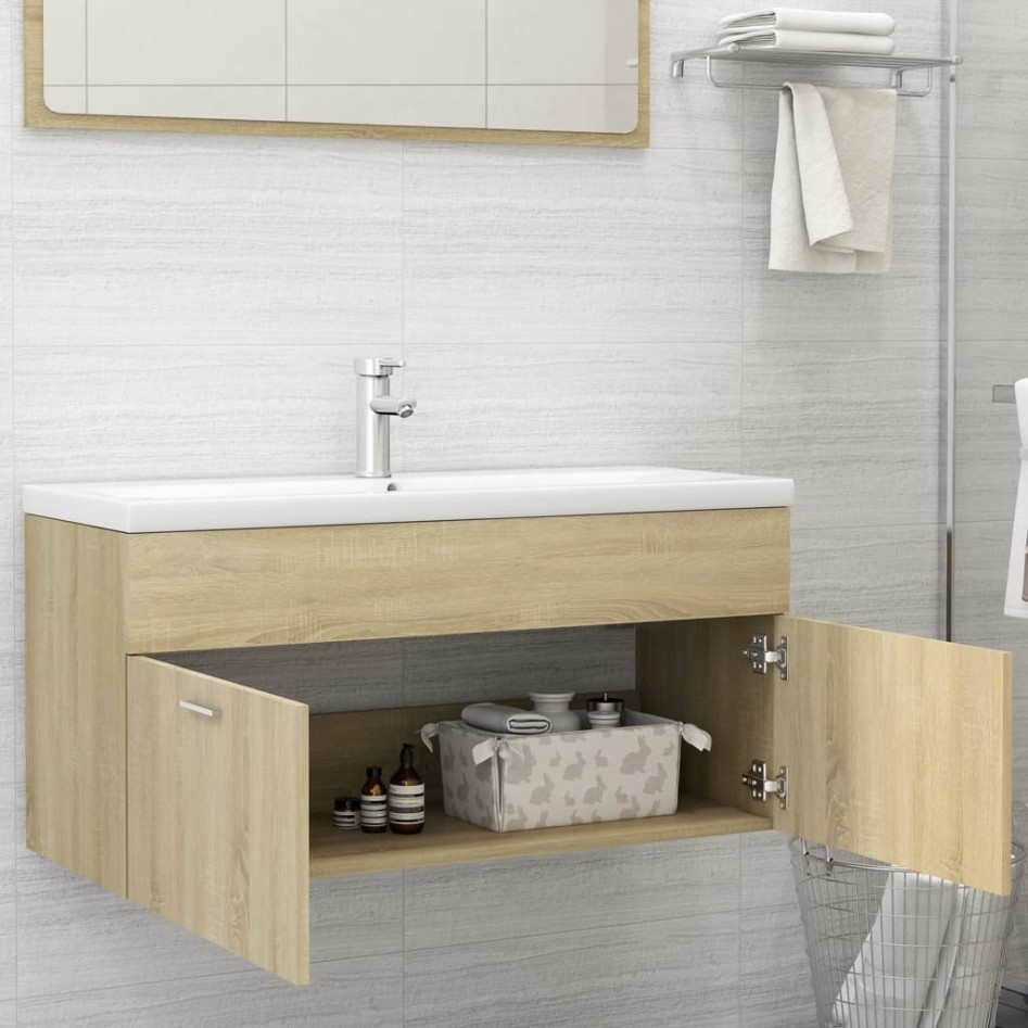 Armario para lavabo contrachapada color roble 100x38,5x46