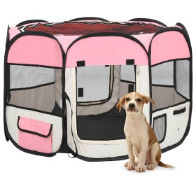 Parque de perros plegable bolsa de transporte rosa 90x90x58