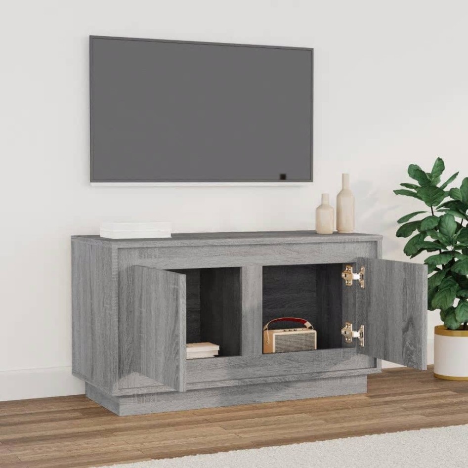 Mueble para TV madera contrachapada gris Sonoma 80x35x45