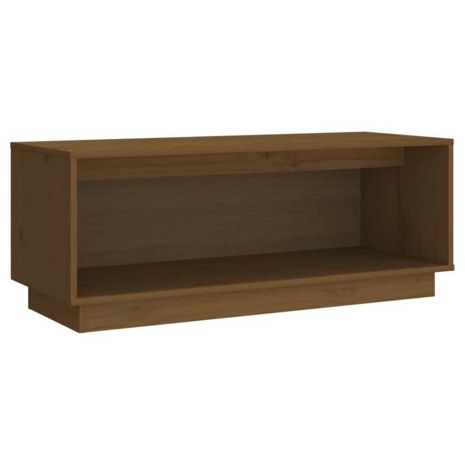 Mueble de TV madera maciza de pino marrón miel 90x35x35