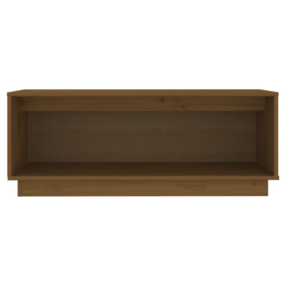 Mueble de TV madera maciza de pino marrón miel 90x35x35