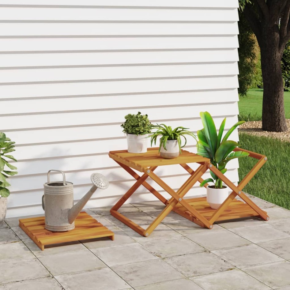 Estantería plegable 3 alturas madera acacia marrón 43x31x63