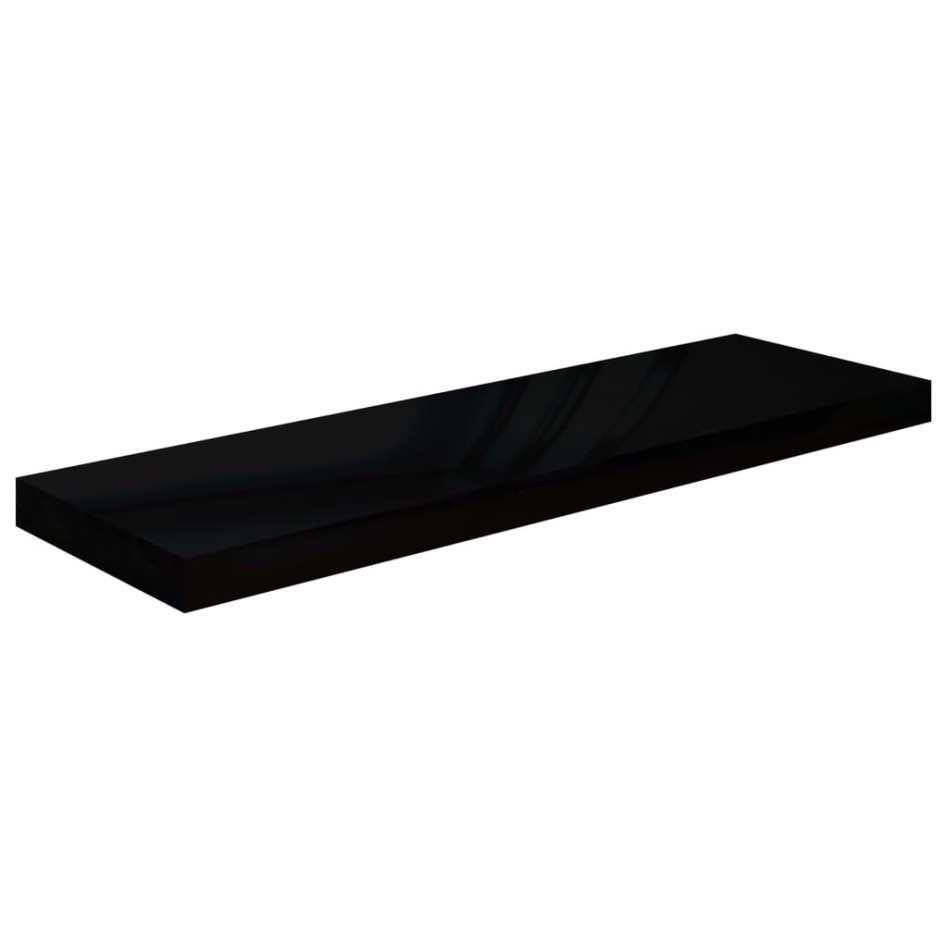 Estante flotante de pared 2 uds MDF negro brillo 80x23,5x3,8