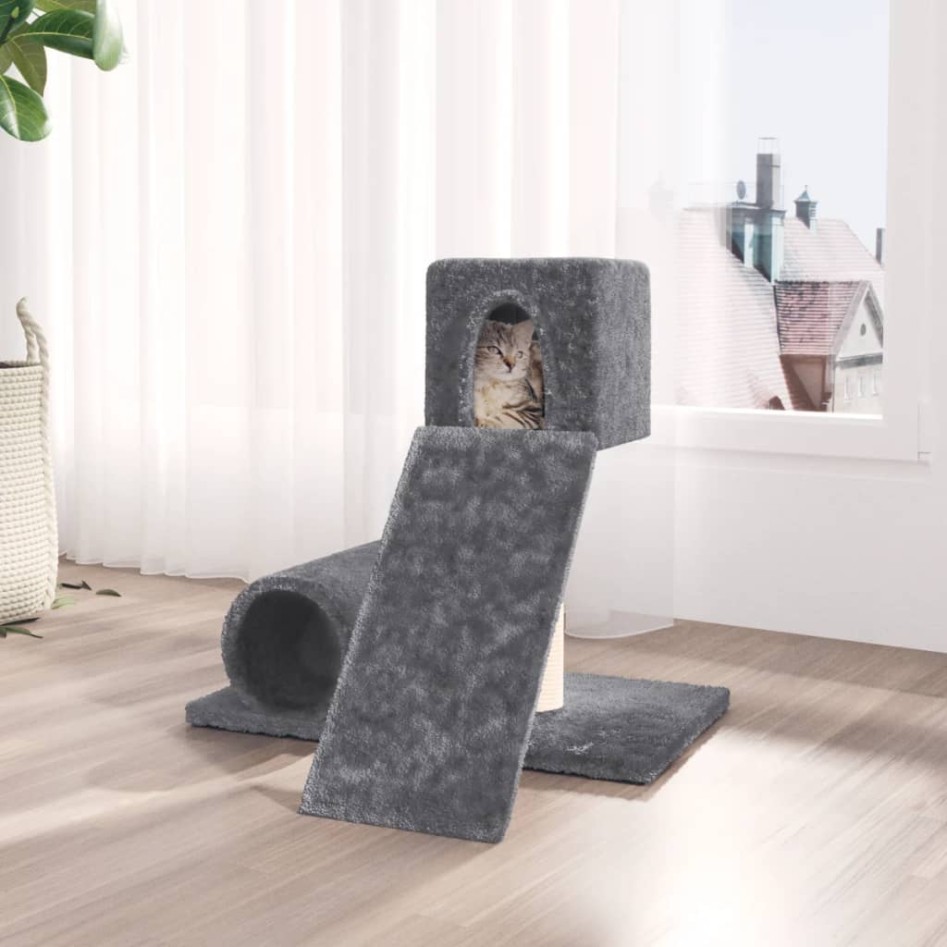 Rascador para gatos con postes de sisal gris oscuro 59