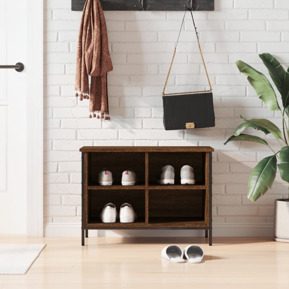 Zapatero madera de ingeniería marrón roble 69x35x50