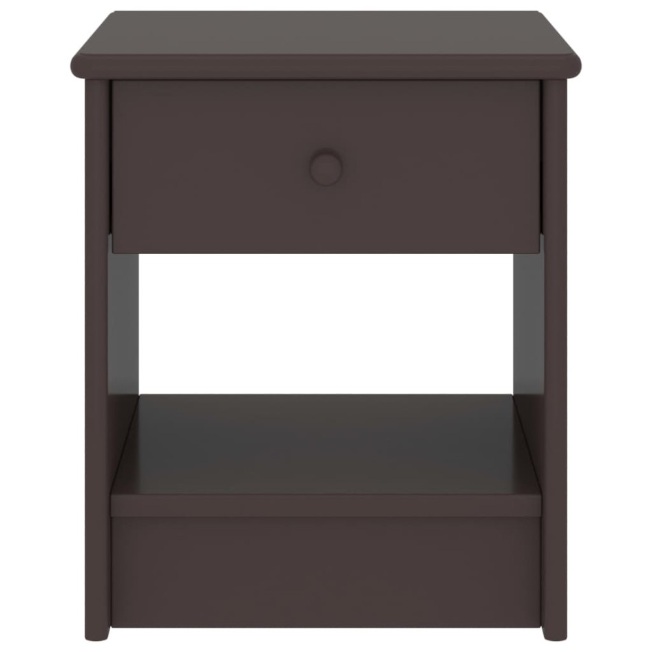 Mesitas de noche madera maciza de pino marrón oscuro