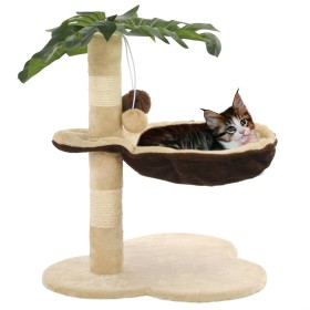 Rascador para gatos con poste de sisal 50 cm beige y