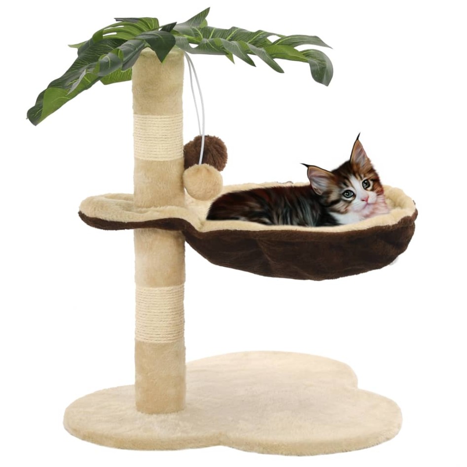 Rascador para gatos con poste de sisal 50 cm beige y