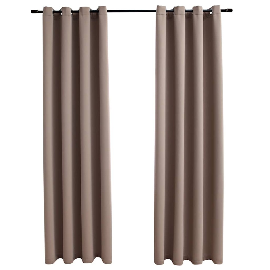 Cortinas opacas con anillas de metal 2 pzs gris topo 140x245