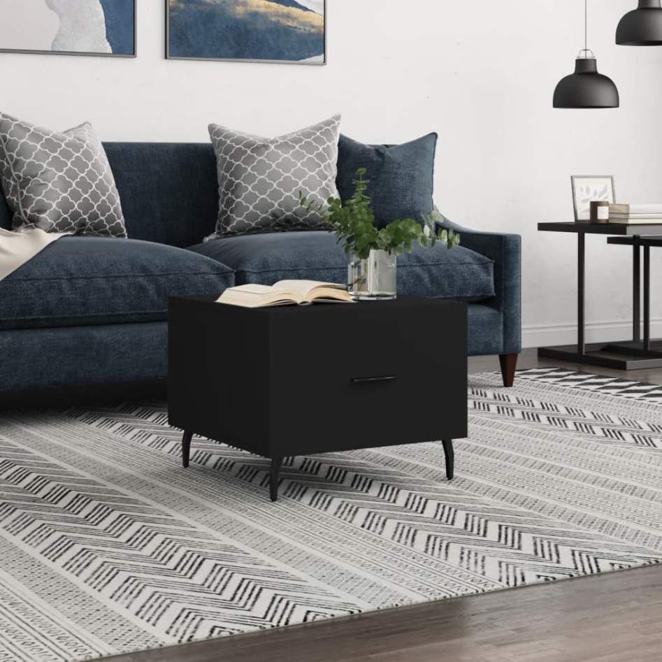 Mesa de centro madera contrachapada negro 50x50x40