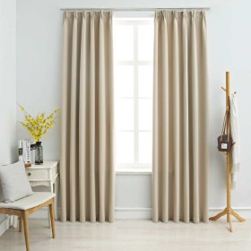 Cortinas opacas con ganchos 2 unidades beige 140x245