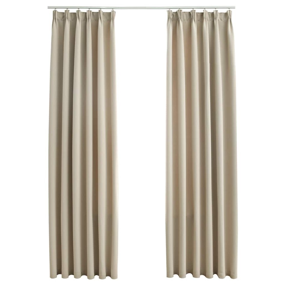 Cortinas opacas con ganchos 2 unidades beige 140x245