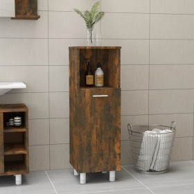 Armario de baño madera contrachapada roble ahumado 30x30x95