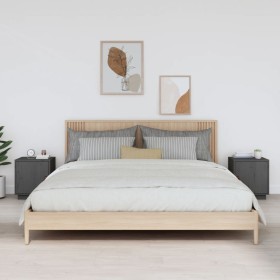 Mesitas de noche 2 uds madera maciza pino gris 40x34x45
