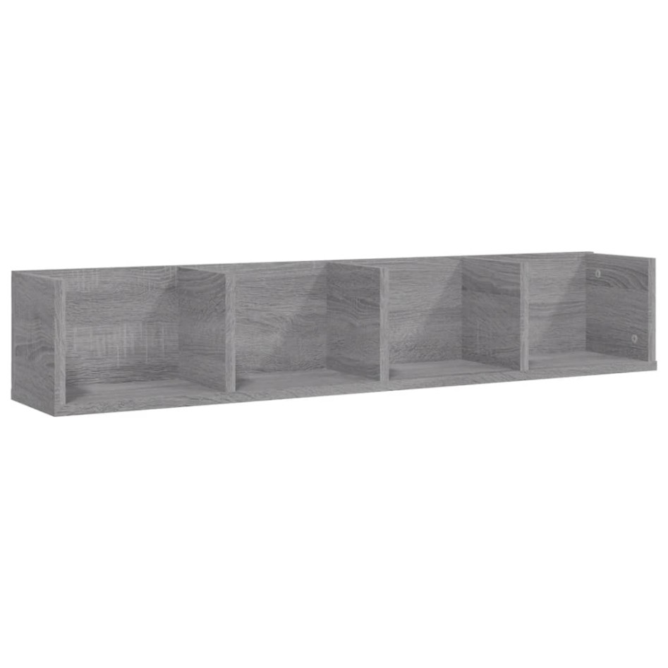 Estante de pared para CD madera contrachapada gris 100x18x18