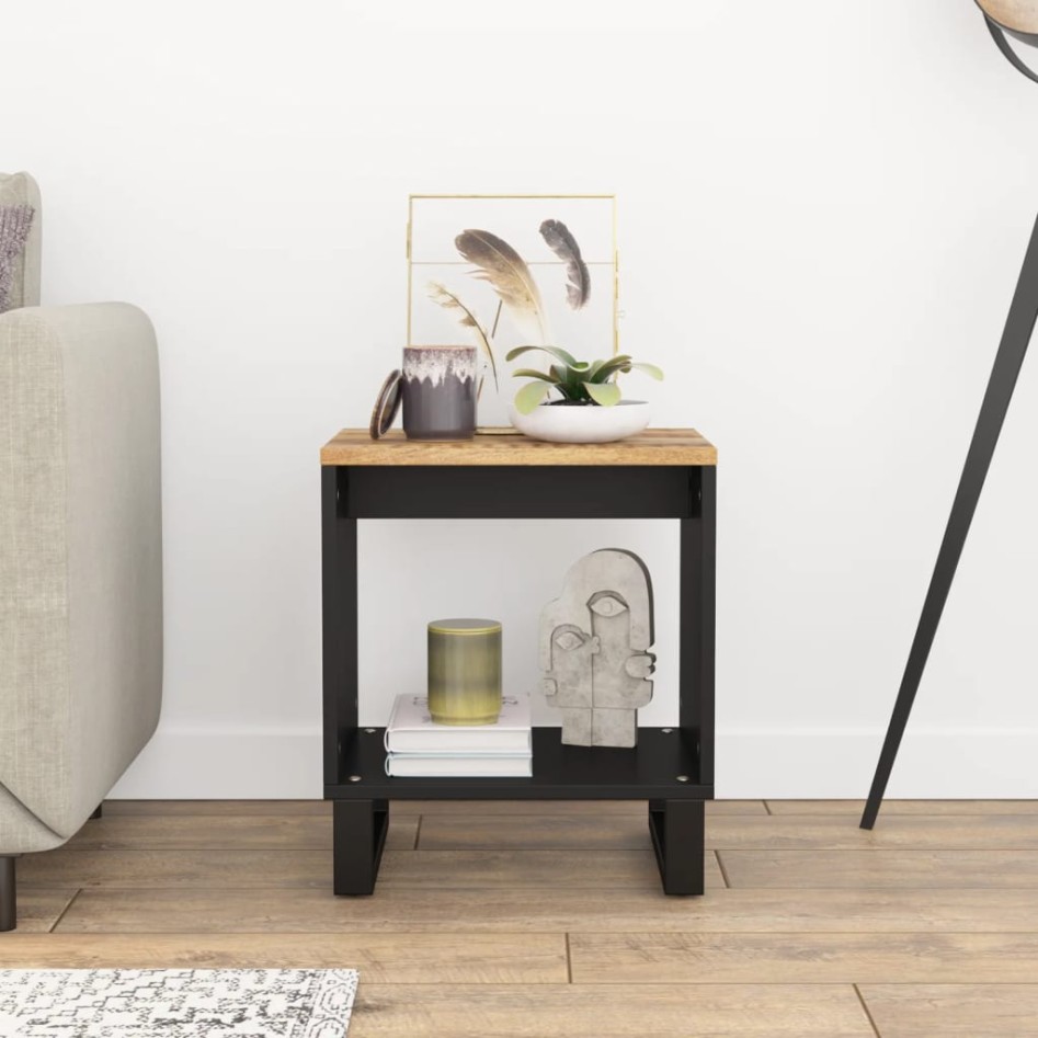 Mesa de centro madera maciza mango y contrachapada 40x31x46