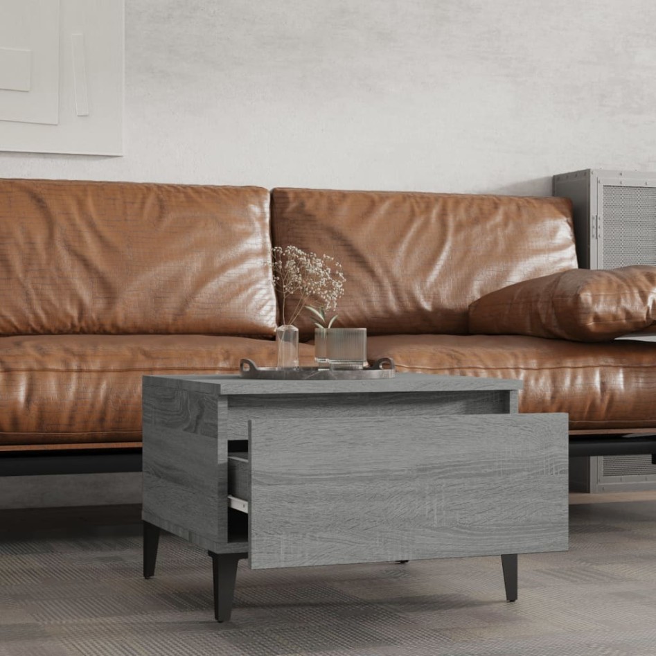 Mesa auxiliar madera contrachapada gris Sonoma 50x46x35
