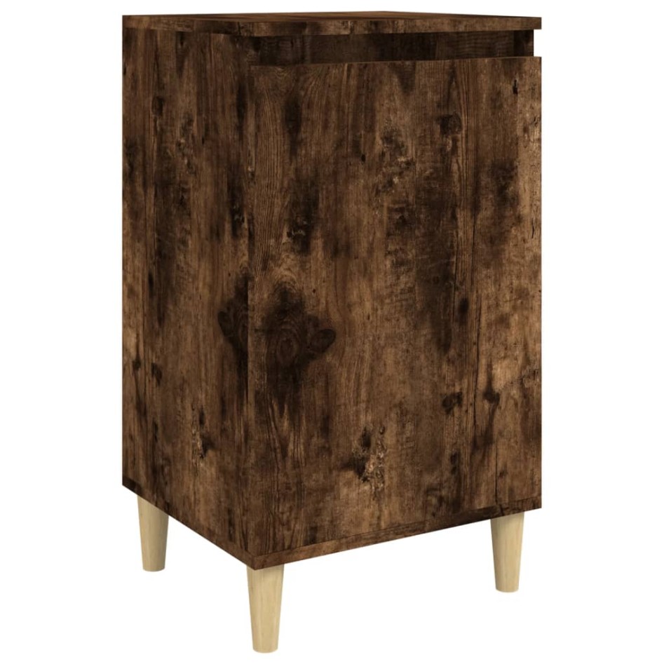 Mesita de noche madera contrachapada roble ahumado 40x35x70