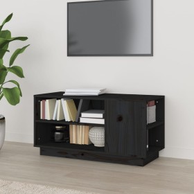 Mueble de TV madera maciza de pino negro 80x35x40,5