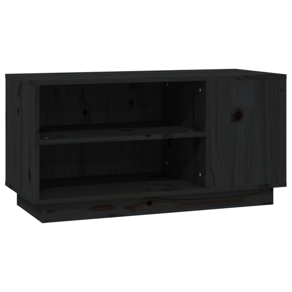 Mueble de TV madera maciza de pino negro 80x35x40,5