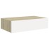 Estante con cajón de pared MDF roble y blanco 40x23,5x10