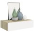 Estante con cajón de pared MDF roble y blanco 40x23,5x10