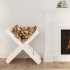 Soporte de leña blanco madera maciza de pino 47x39,5x48